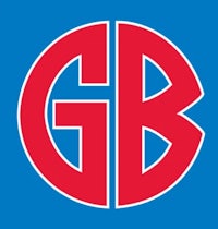 the gb logo on a blue background